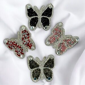 NWOT NUOMI 4 Piece Butterfly Crystal Rhinestone Iron On/Sew On Appliqués